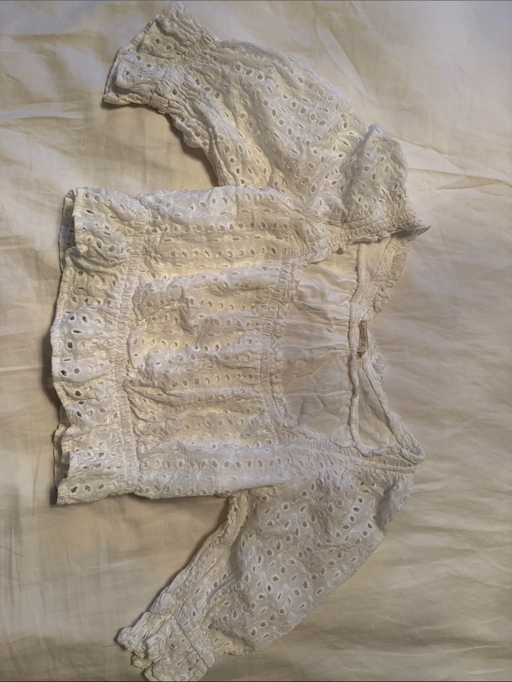 White Eyelet Puff-Sleeve Blouse - Women